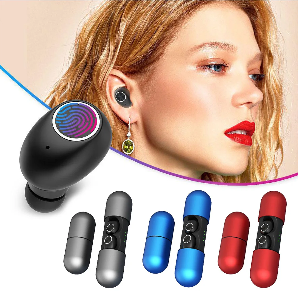Binaural Bluetooth 5 0 наушники гарнитура V8 Спортивные Беспроводные + зарядная коробка