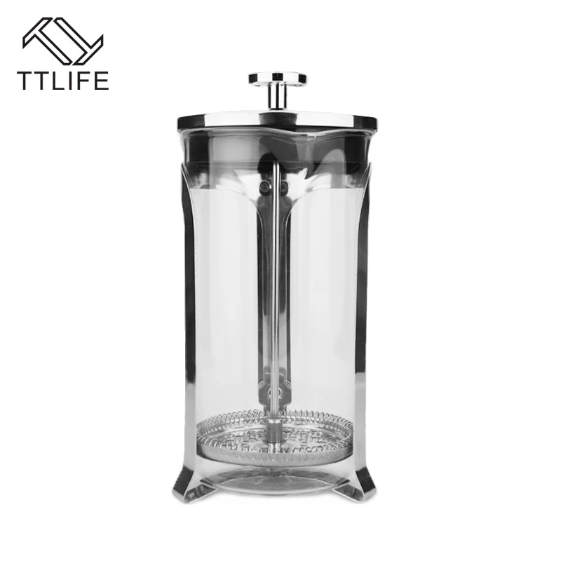 TTLIFE 0.35L/0.6L Нержавеющая сталь Французский пресс-горшок кофе Плунжер чай заварки с фильтром боросиликатного стекла кофейная посуда