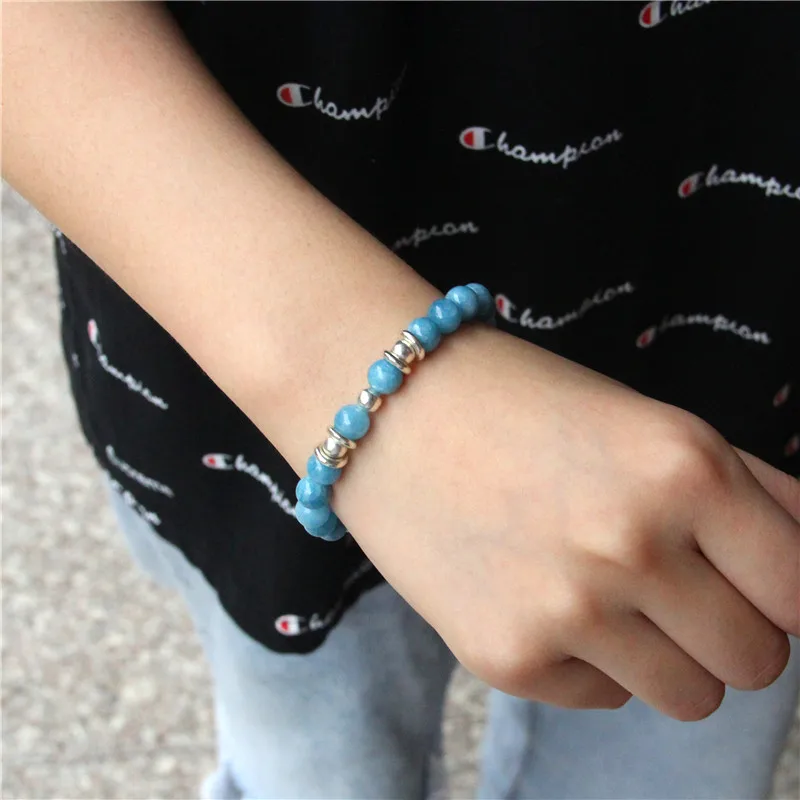 Мужские и женские браслеты из родохрозита с серебряным покрытием полированного