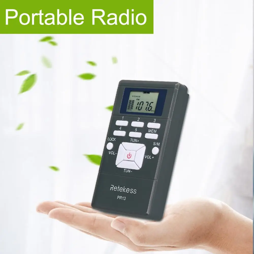 Retekess PR13 Portable Stereo FM Radio Pocket Digital Clock Receiver for Large Meeting Church Simultaneous Interpretation | Электроника