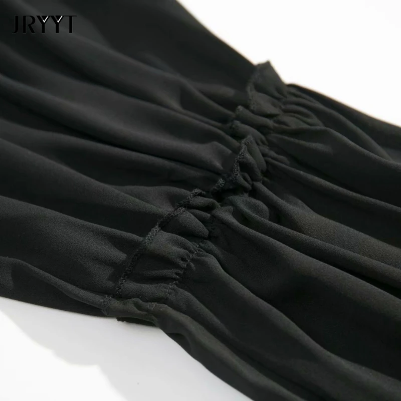 

Women's Long-sleeve Slim-fit White Shirt Slash Neck Button Up Cropped Blouses Ruffle Butterfly Sleeve Solid Tops Early Autumn