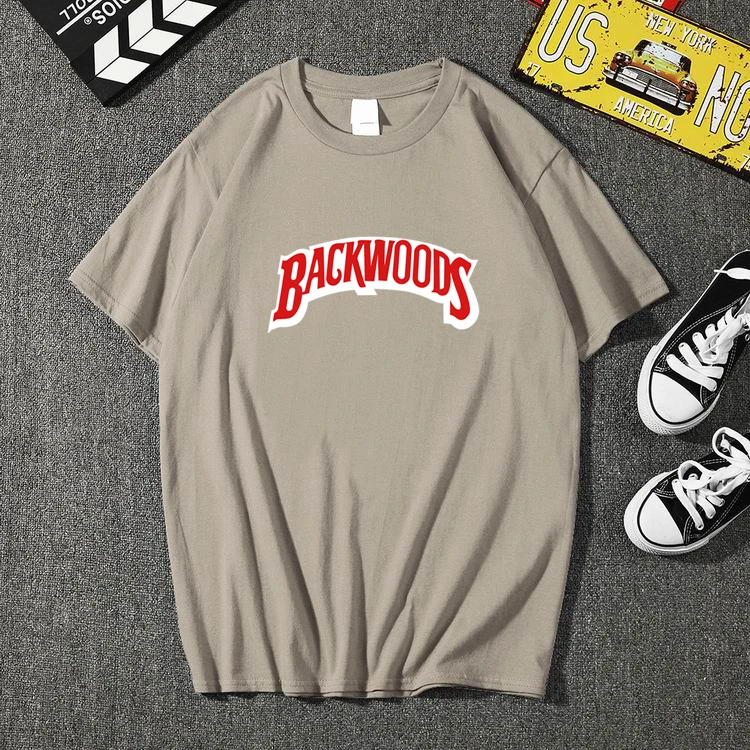 Летний Для мужчин BACKWOODS печать T рубашка мужская мода короткий рукав, о-образный вырез, хлопковая футболка в стиле хип-хоп Рок уличная Для мужчин Костюмы