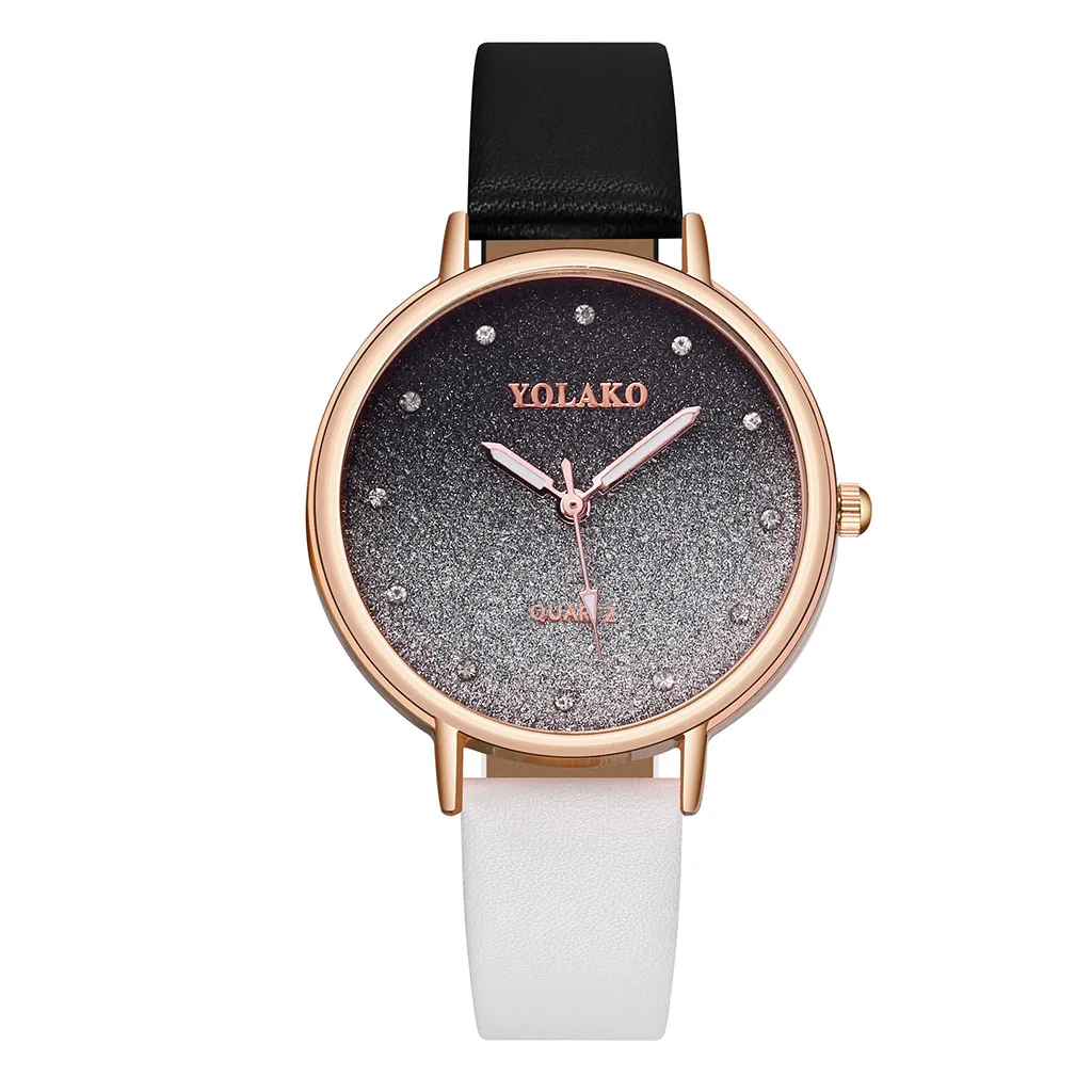 

Trend Style Womens Watch Leather No Scale Blank Dial Women Watch Fashion Simple Gradient Dial Diamond Belt Ladies Quartz Watch