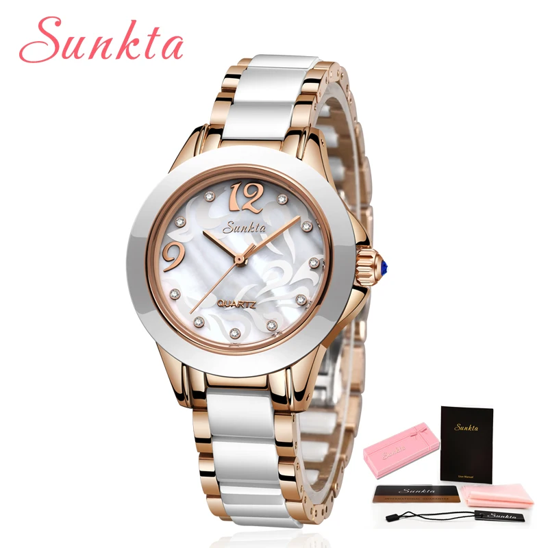 sunkta luxury crystal watch women gift waterproof rose gold ladies wrist watches top brand bracelet clock relogio feminin hot free global shipping