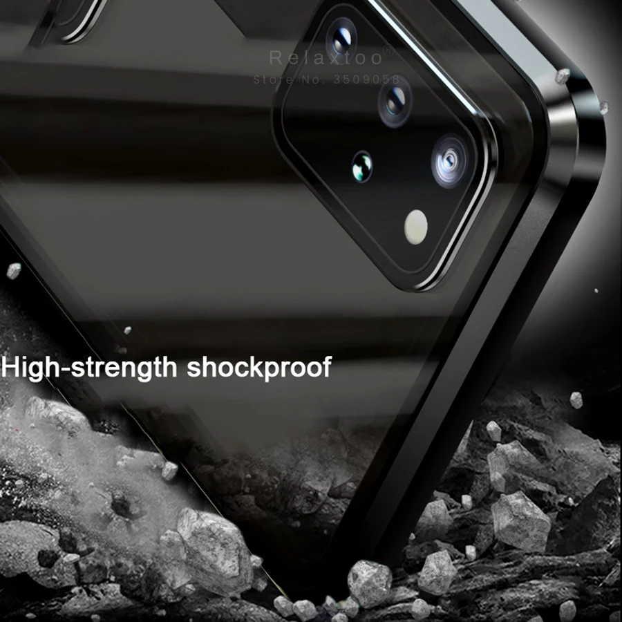 360 полностью закрытый Магнитный чехол-книжка из закаленного стекла для Samsung S20 Ultra