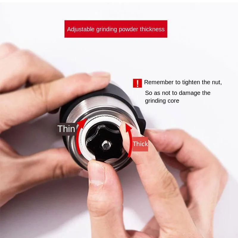 Серебристая кофемолка ручная мини-кофемолка из нержавеющей стали ручной работы