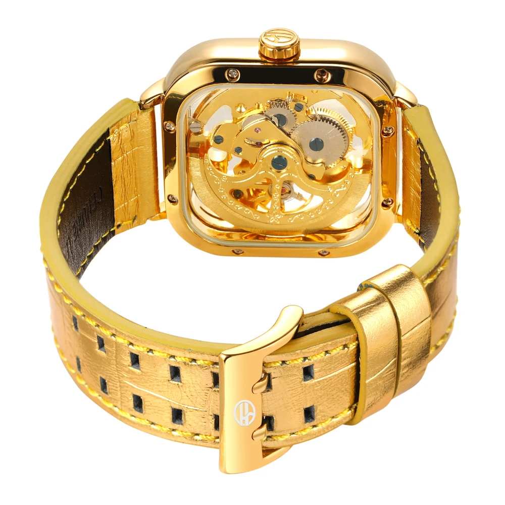 

T-WINNER Men Automatic Mechanical Watch Top Brand Fashion Square Self-Wind Mechanical Watches Mens Casual Waterproof Wristwatch