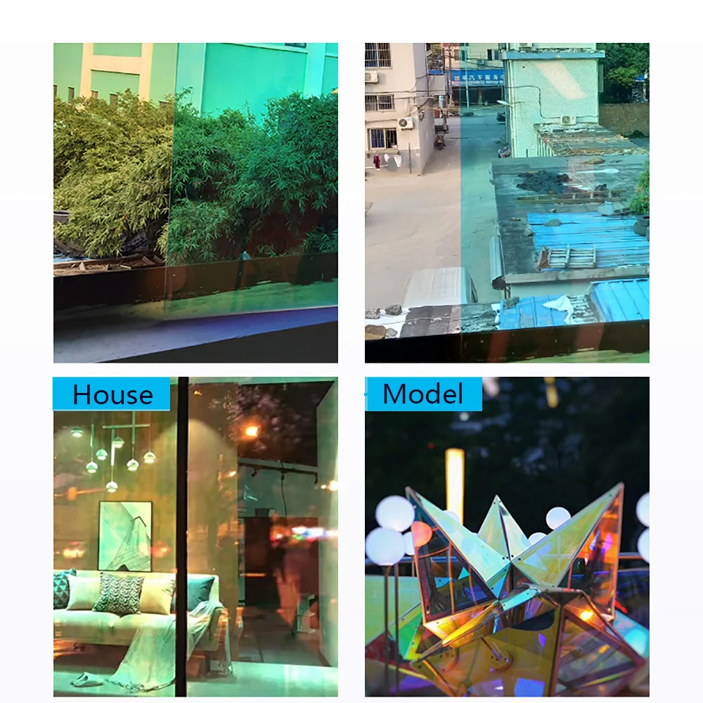 SUNICE Hologram Iridescent Glass Film Window Film Home tint Sticker Decals Store Building Decor Dichromic Window Film 45cmX60cm