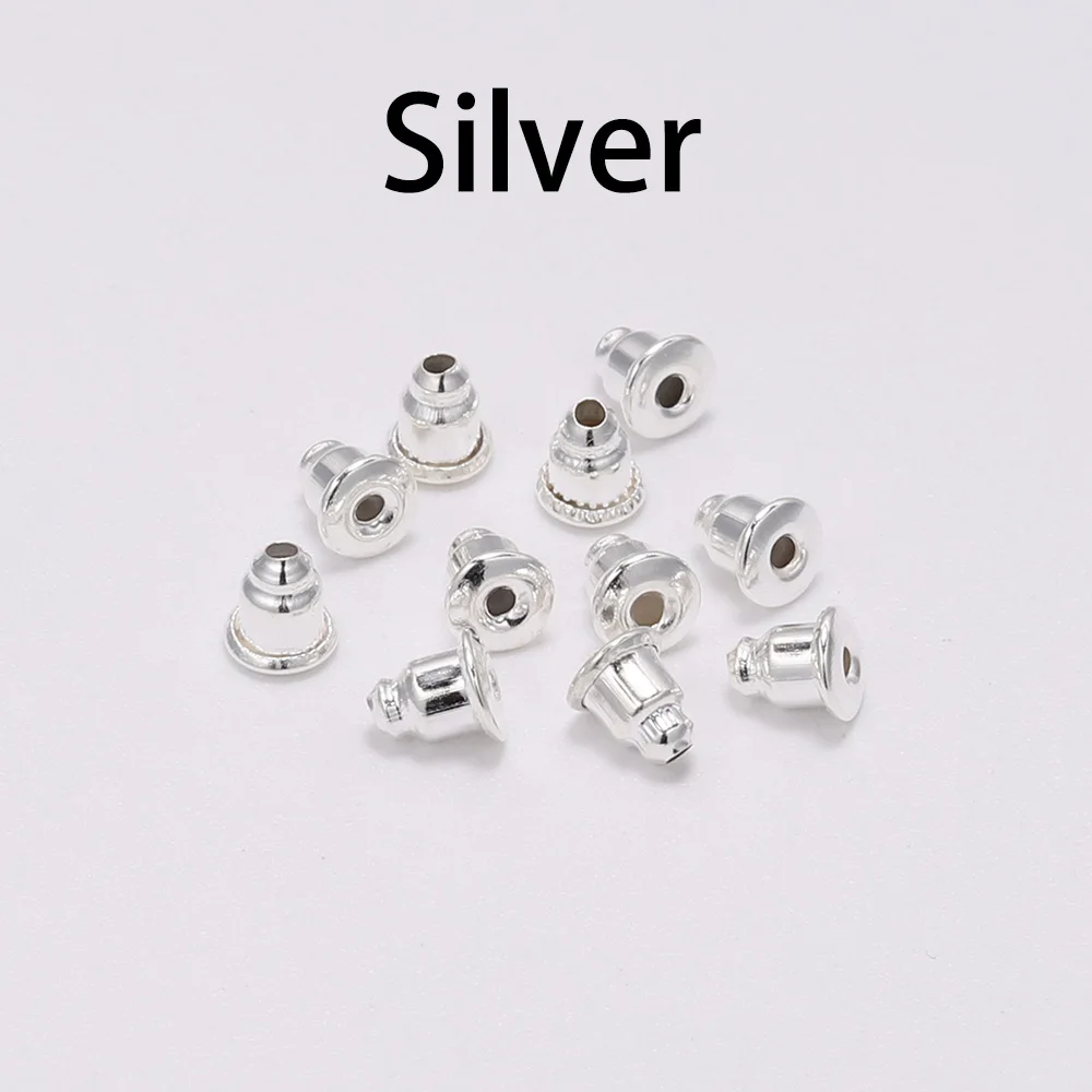 Silver 5*6 мм, 200 шт, серьги-шпильки, фиксаторы, прокрутки для ушей, сделай сам, закрытые колпачки, серьги, задние фиксаторы, аксессуары для ушей - Цвет: Silver