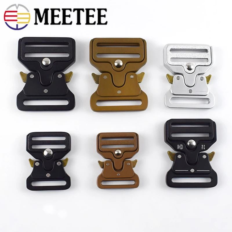 

Meetee 1pc/2pcs ID25-50mm Alloy Release Buckle Outdoor Tactics Belt Strap Webbing Adjustment Buckle DIY Clothing Accessory YK032