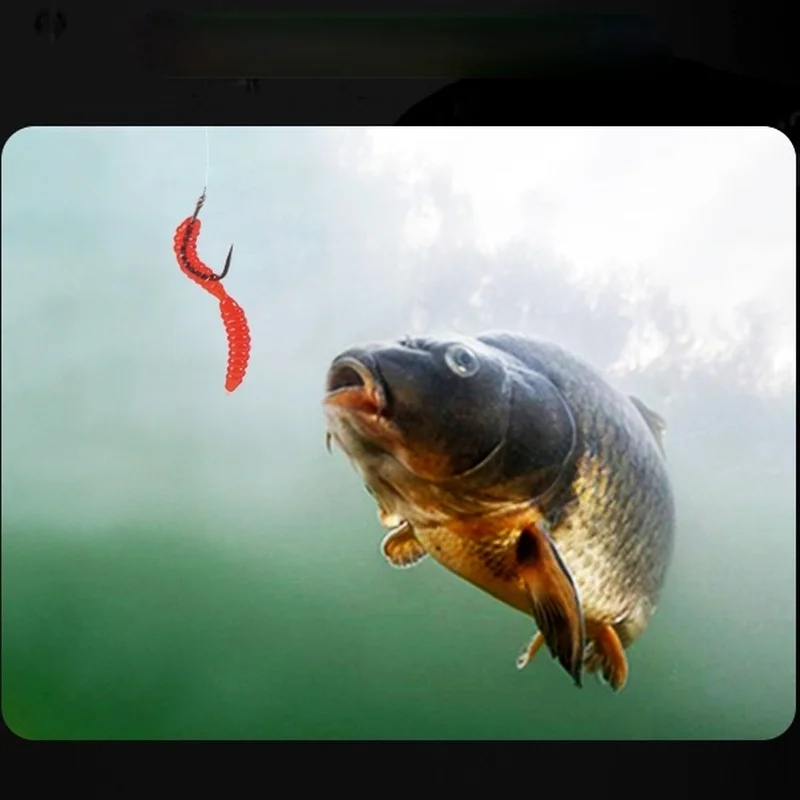 

50/100pcs Lifelike Red Worm Soft Lure 35mm Earthworm Fishing Silicone Artificial Bait Fishy Smell Shrimp Additive Bass Carp