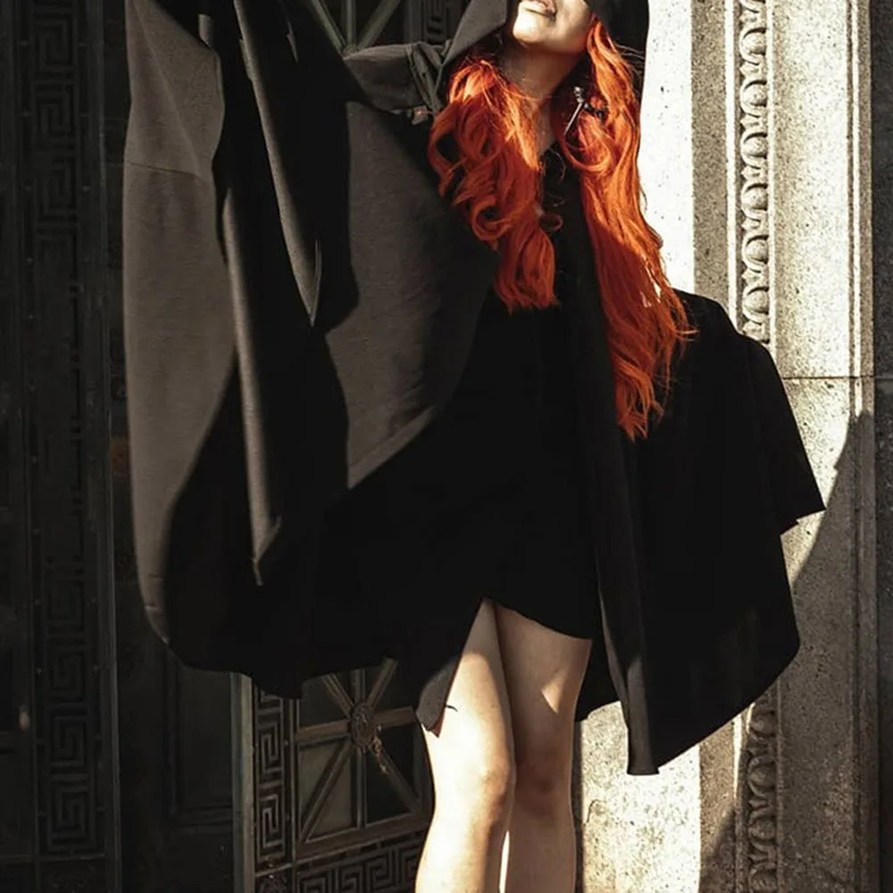 Готические накидки женские зимние пончо в стиле Харадзюку панк размера плюс с