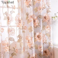 topfinel pink floral sheer curtains for living room bedroom elegant modern curtains window tulle voile curtain home textile