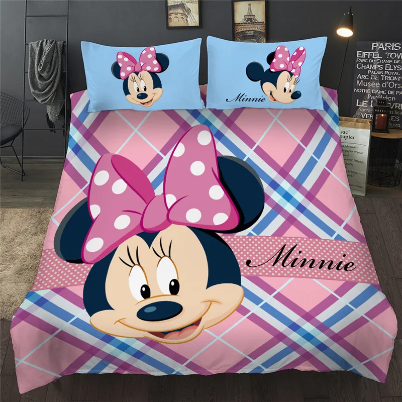 Disney Минни Мышь Постельное белье розового цвета в виде мультяшного пододеяльник