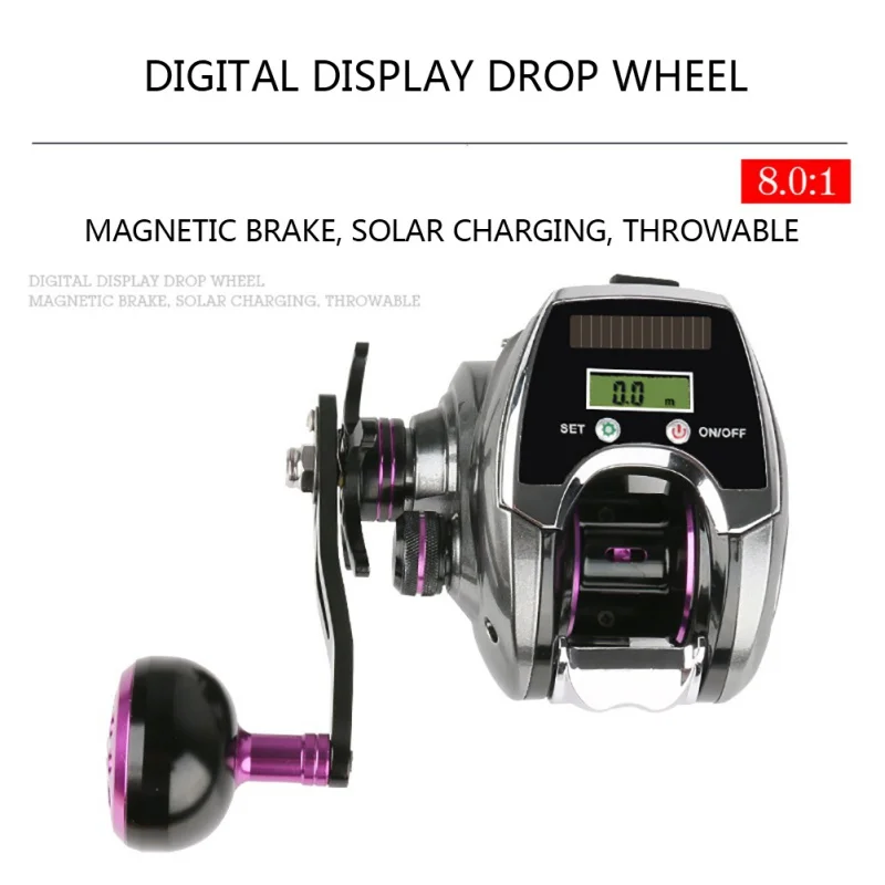 

Baitcasting Fishing Reel Digital Display Water Drop Wheel Gear Ratio 8.0:1 Fishing Wheel Fishing Rod Wheel Left Right Hand Reel
