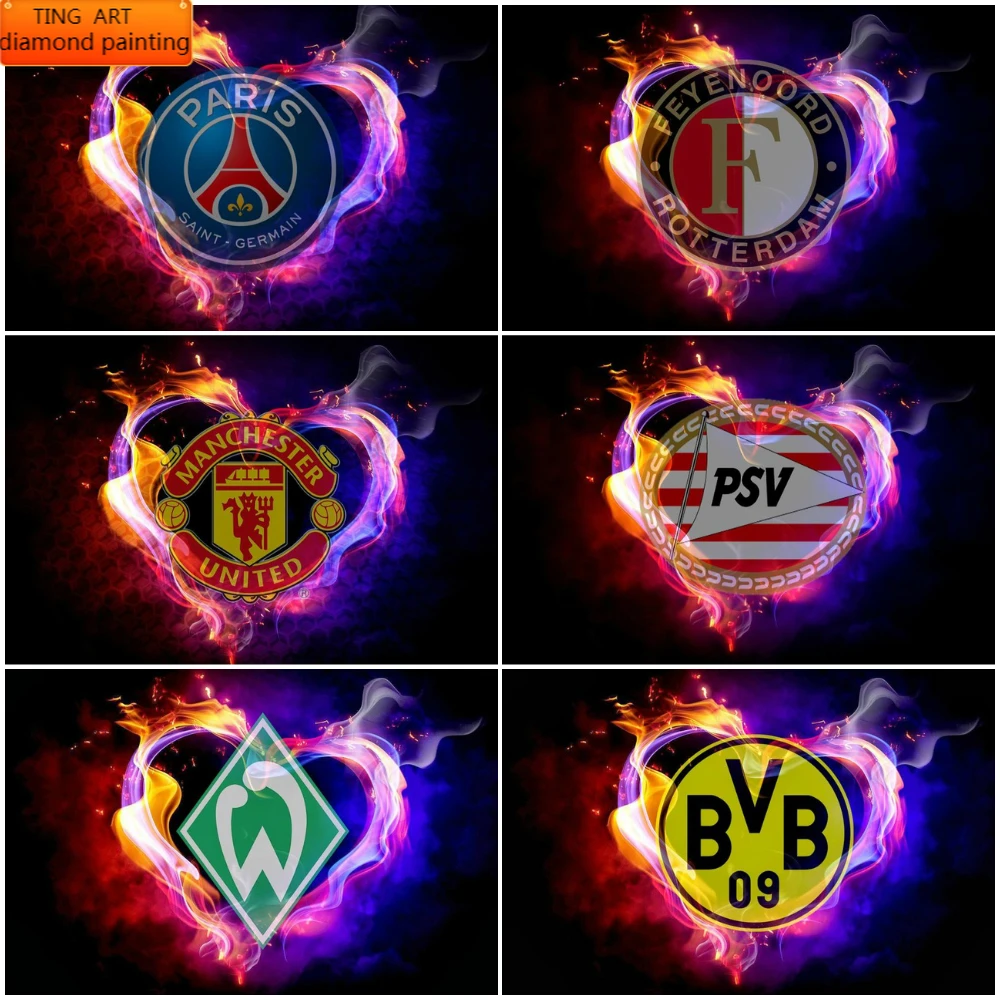 DIY 5D квадратная/круглая алмазная живопись логотип футбольной команды