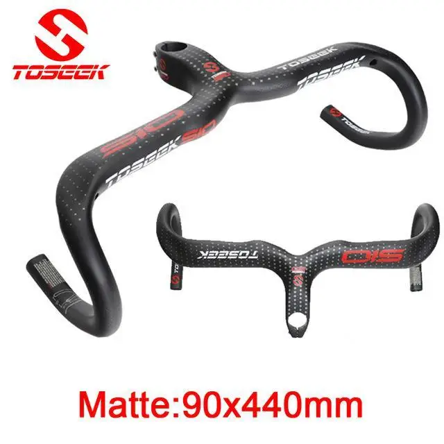 Toseek Vollcarbon Lenker Rennrad Bent Bar Manillar Integrado Del Manillar De La Bicicleta Brillante/mate Bike Teile - Цвет: Matte 90 x 440
