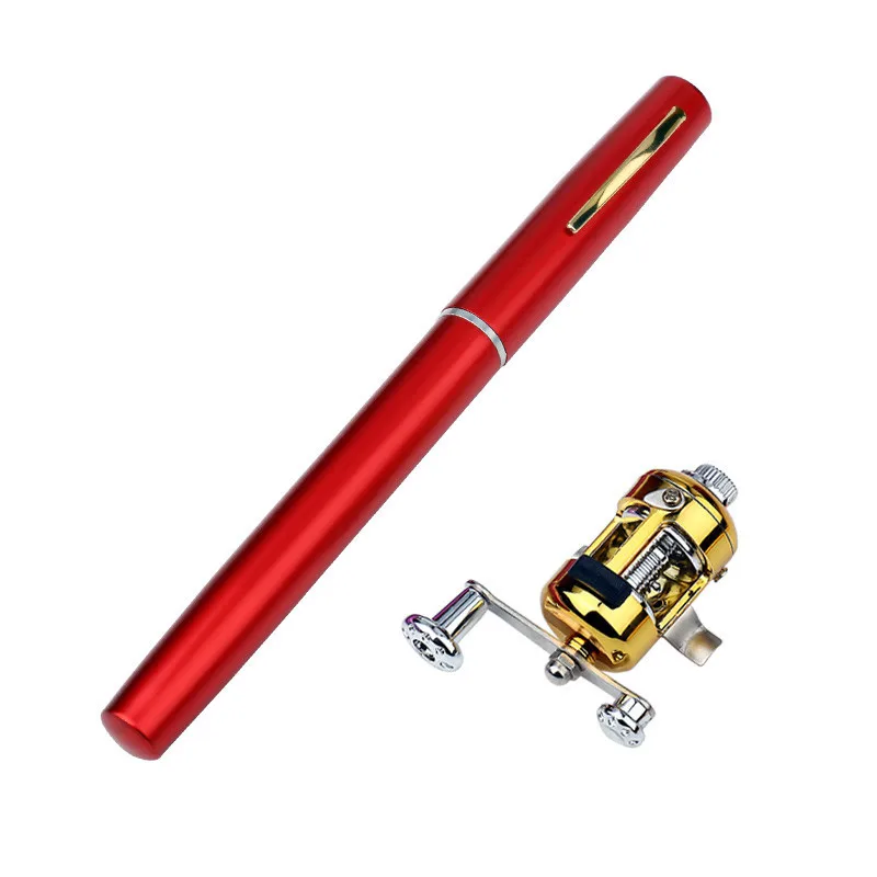 

1M / 1.4M Pocket Collapsible Fishing Rod Reel Combo Mini Pen Fishing Pole Kit 7 Colors Pen Shape Folded Rod With Reel Wheel