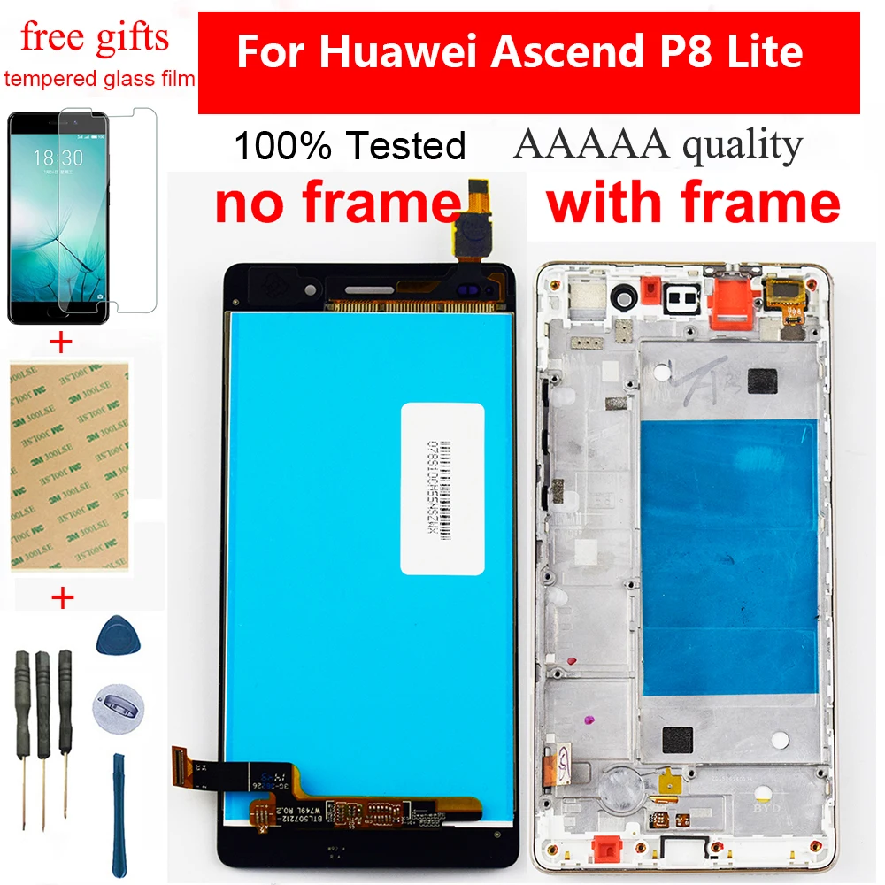 Для Huawei Ascend P8 Lite LCD ALE L04 L21 TL00 L23 CL00 L02 UL00 Lcd сенсорный экран дигитайзер Датчик ЖК