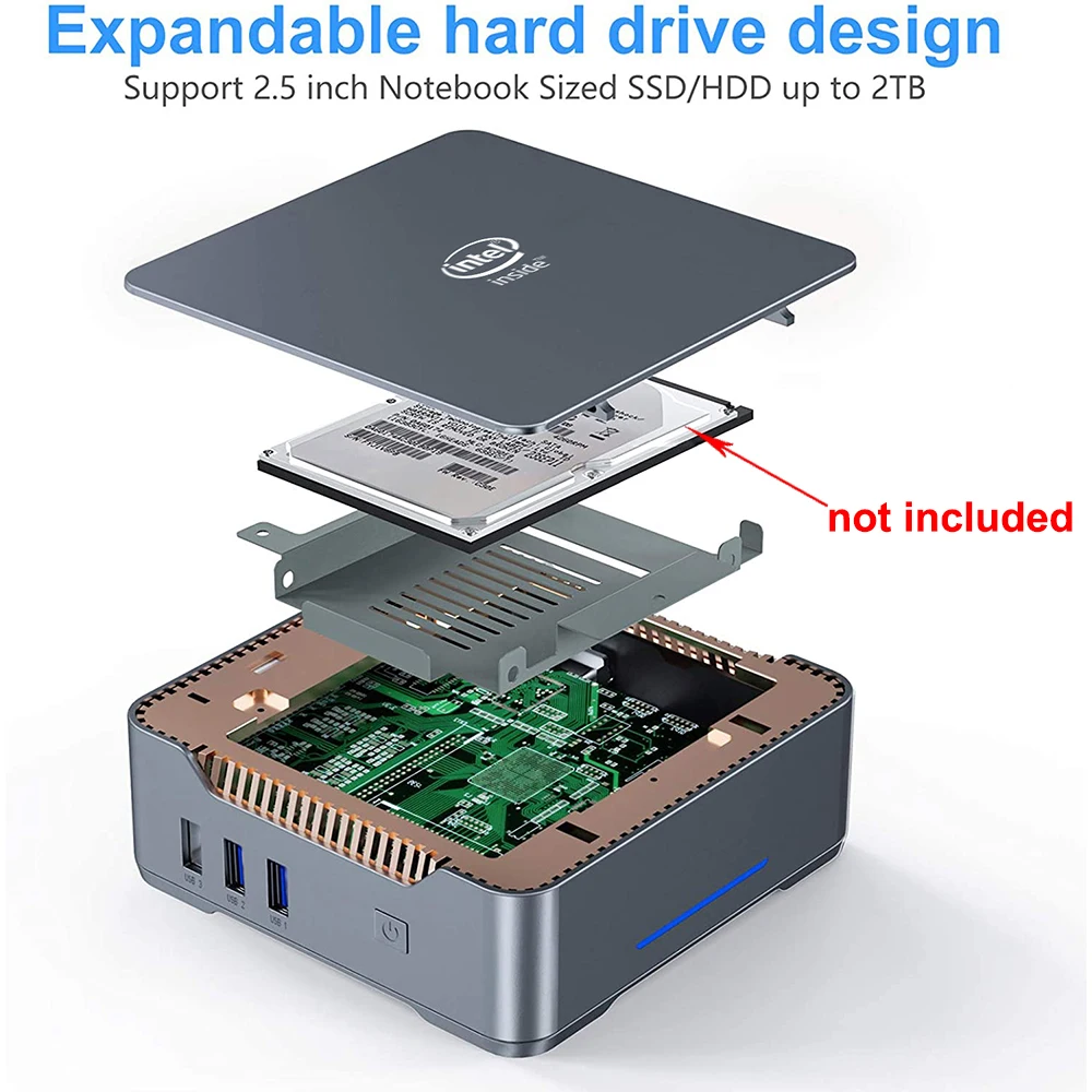 Мини ПК GK3V игровой с Windows 10 Intel Gemini Lake J4125 8 ГБ DDR4 128 256 512 1 ТБ SSD 2 4G 5G Wi Fi 1000 Мбит/с|Мини