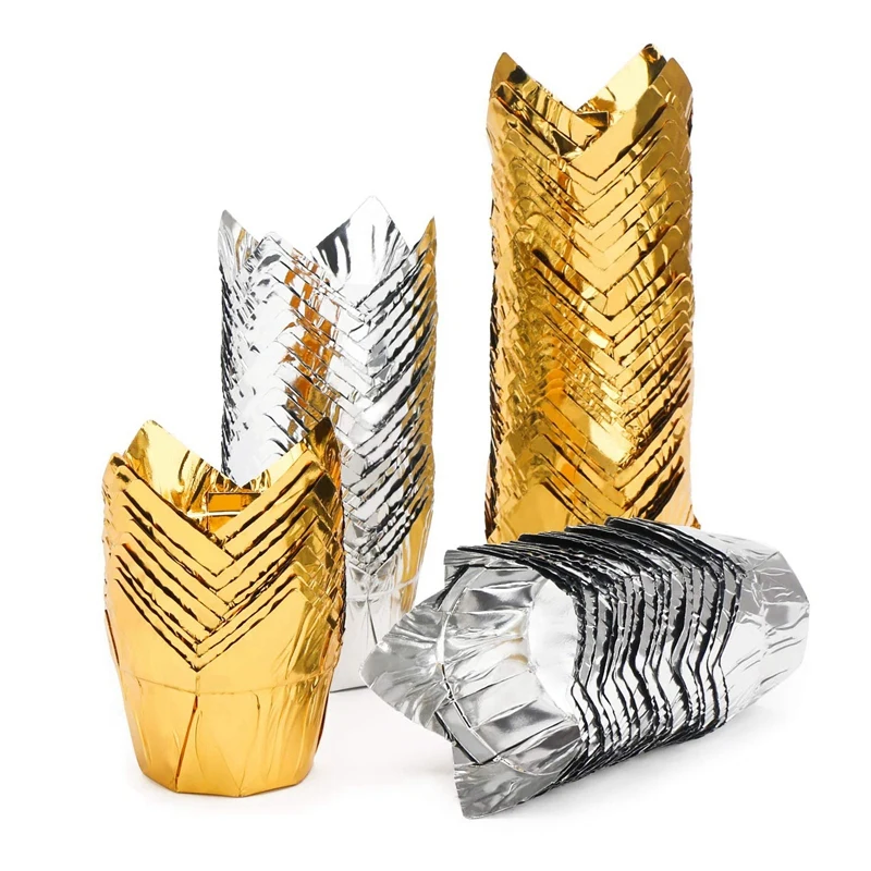 100 шт. стаканчики из алюминиевой фольги для выпечки вкладыши маффинов кексов в