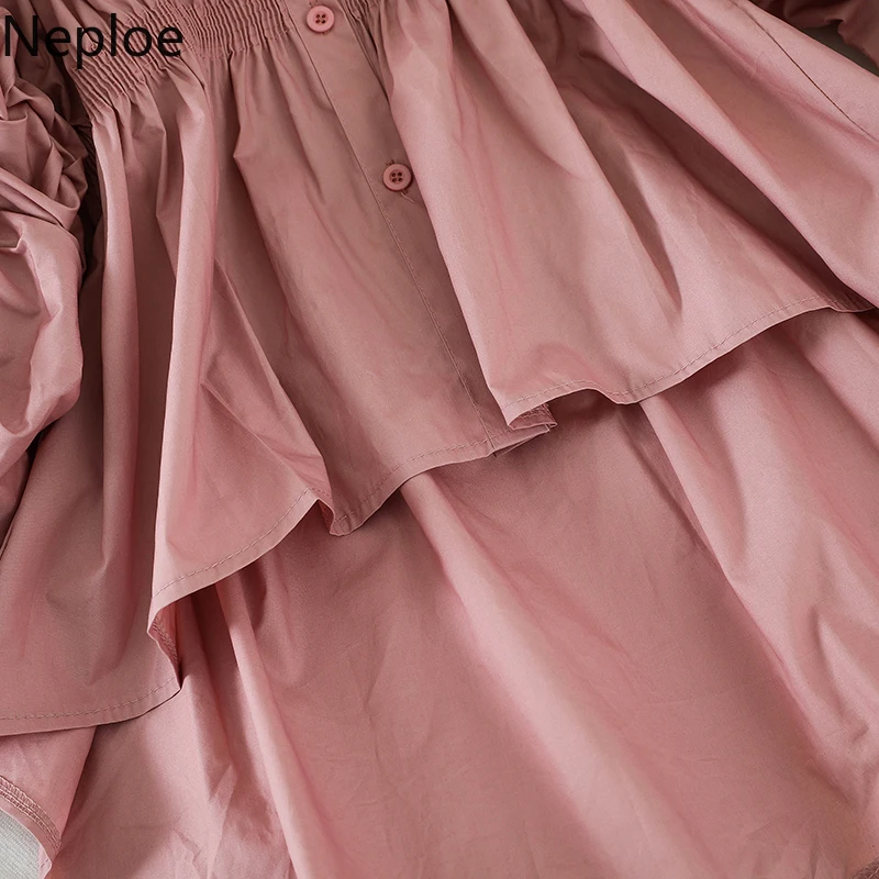 Neploe плиссированная блузка с воротником-стойкой одной грудью асимметричный