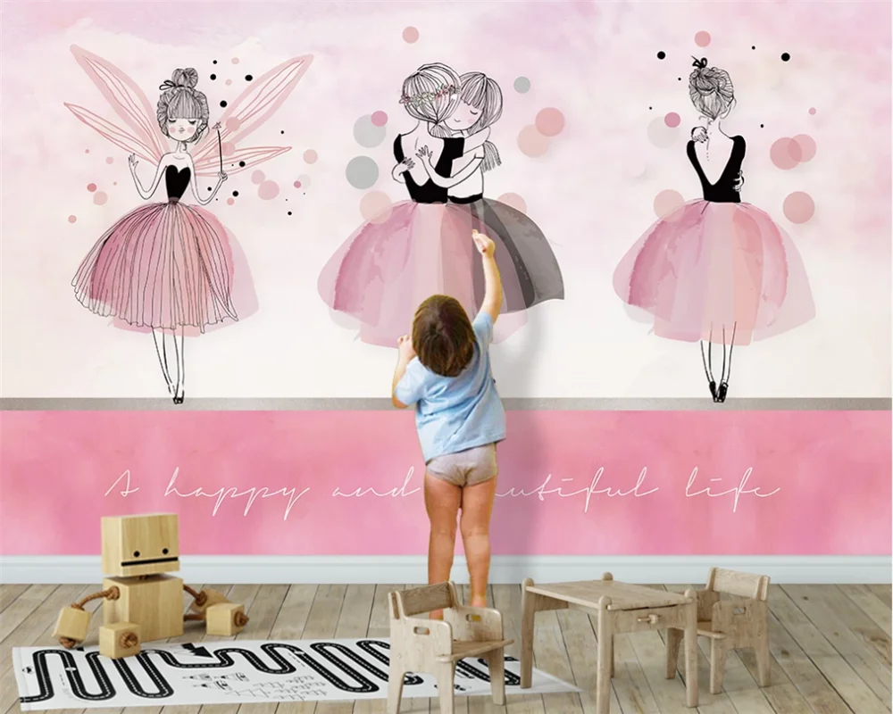 Пользовательские 3D фото обои росписи скандинавские ins розовый балет девушка