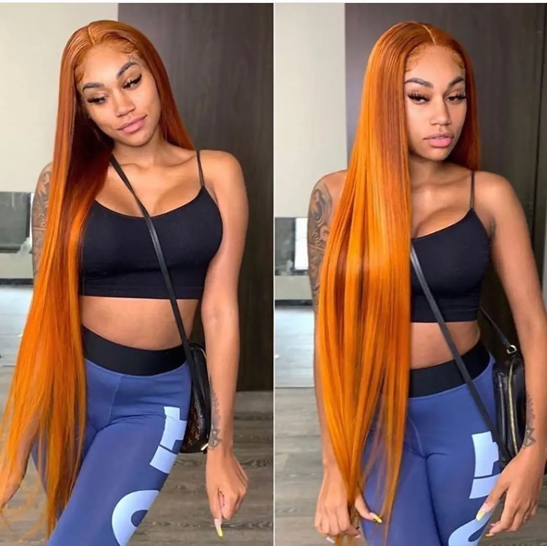 Парик из человеческих волос Orange Ginger HD с фронтальной сеткой парики для женщин