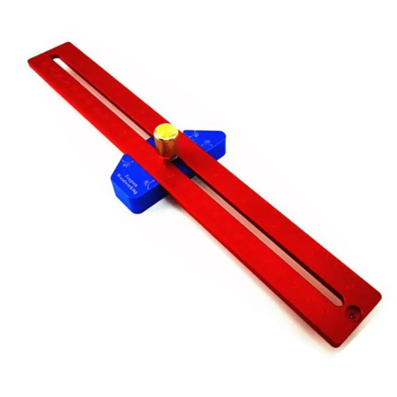 

Aluminum Alloy T Type Carpentry Scriber Hole Ruler Measuring Angle Gauge Marking Woodworking Tool