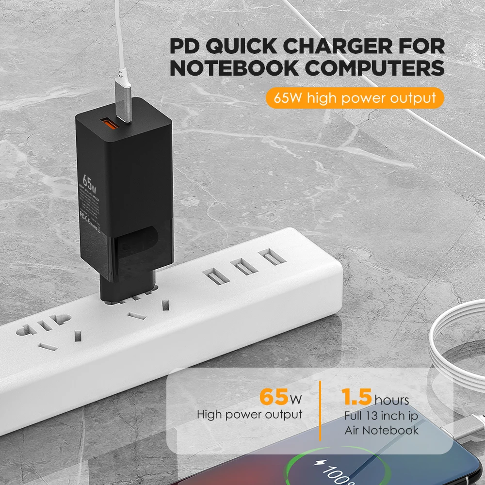 miracare 2 порта 65 вт ган usb c pd настенное з