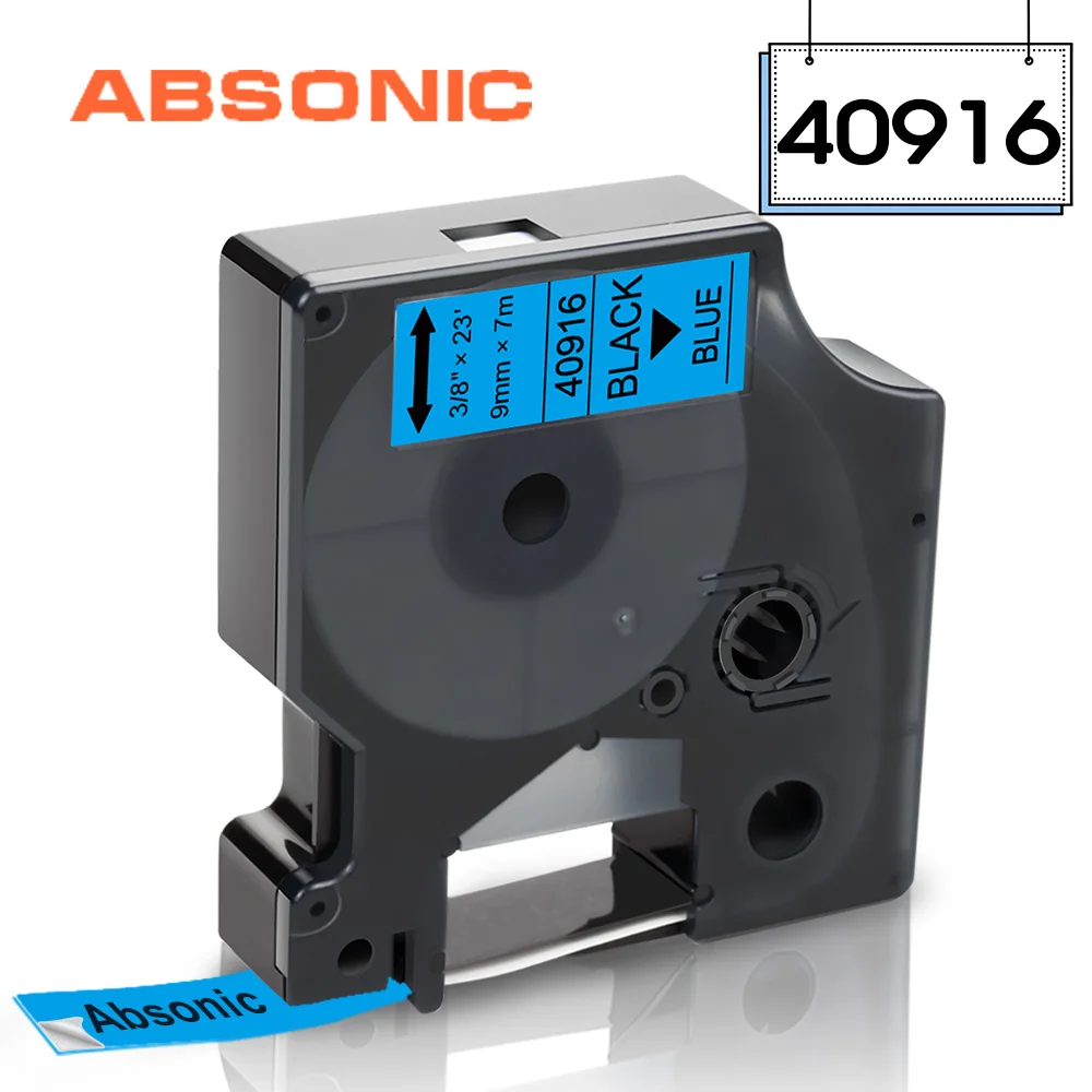 Absoonic D1 этикетки ленты 9 мм черный на голубом 40916 Comaptible для этикеток писатель LabelPoint