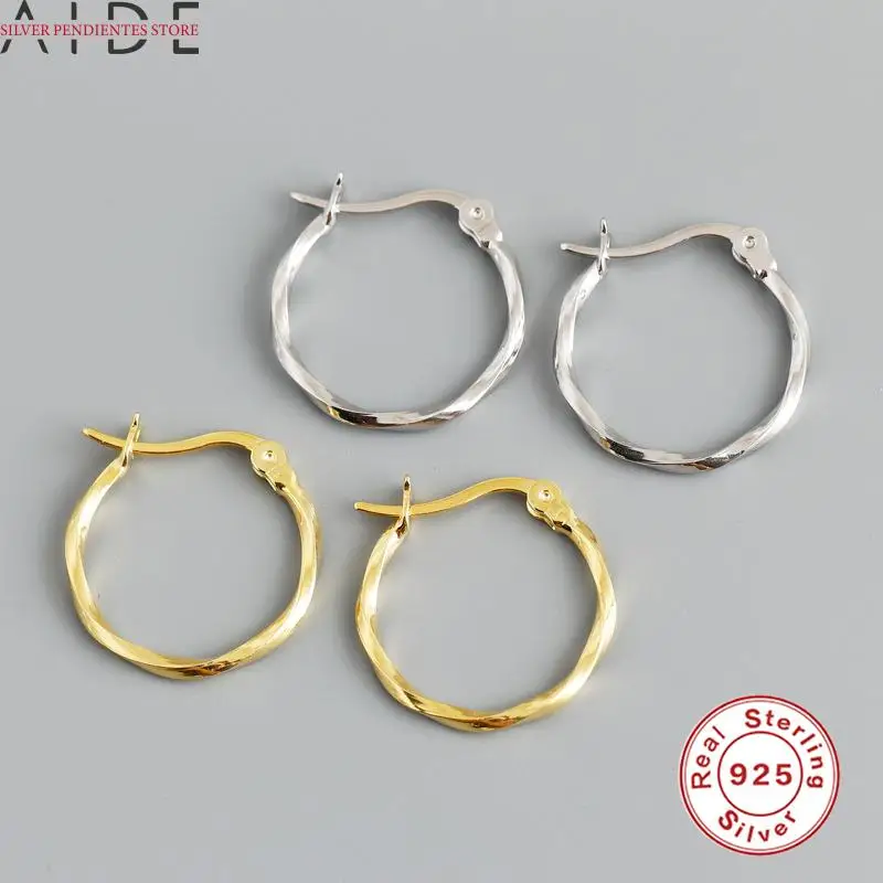 

AIDE Minimalist Gold Hoops Earring Women 2021 Jewelry 925 Sterling Silver Hoops Earrings For Girls Party Gifts Pendientes Plata