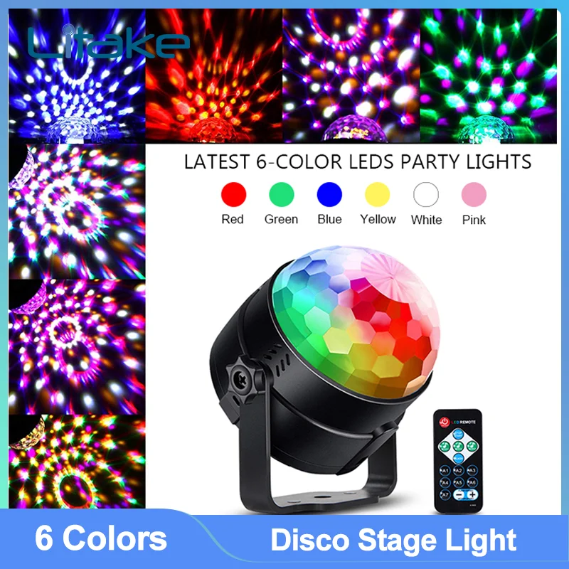 Светодиодный диско-шар с 7 цветными узорами освещение для сцены со звуковой