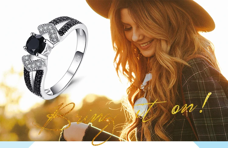 Jewelrypalace элегантный 0.8ct естественным черной шпинели Обручальные кольца Кольца для Для женщин из натуральной 925 серебро себе ювелирные изделия