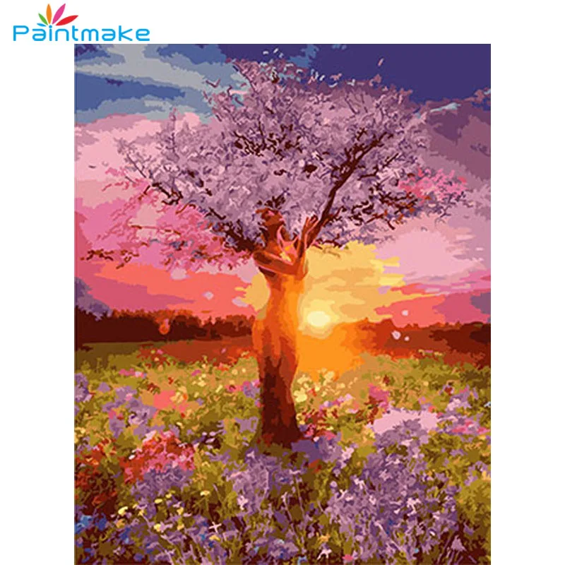 Paintmake Abstract Tree DIY Paint By Numbers No Frame Oil Hand Painted On Canvas Home decoration Painting Wall Art Picture Kids | Дом и сад