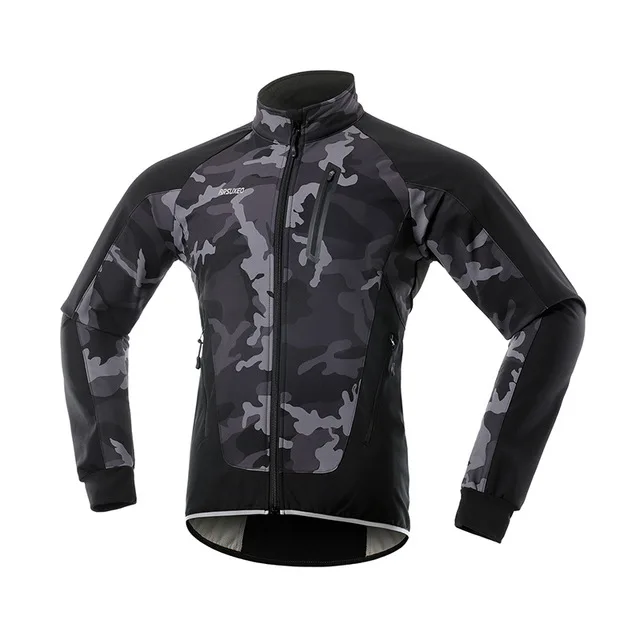 20B Camouflage Gray ARSUXEO Мужская Зимняя Теплая Флисовая велосипедная куртка, теплая велосипедная одежда для горного велосипеда, спортивная куртка для бега - Цвет: 20B Camouflage Gray