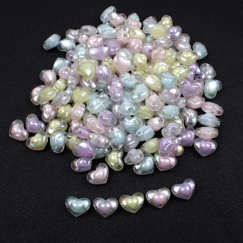 

20Pcs/Lot Transparent AB Colorful Heart Shape Acrylic Spacer Beads For DIY Jewelry Making Bracelet Necklace Earrings Accessories