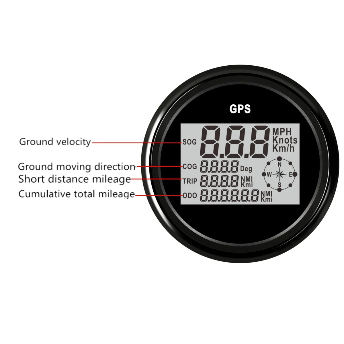 

85mm Boat Car Digital GPS Speedometer Gauge Odometer 0-999 knots km/h mph 9-32V With Antenna Backlight Yacht Vessel Motorcycle