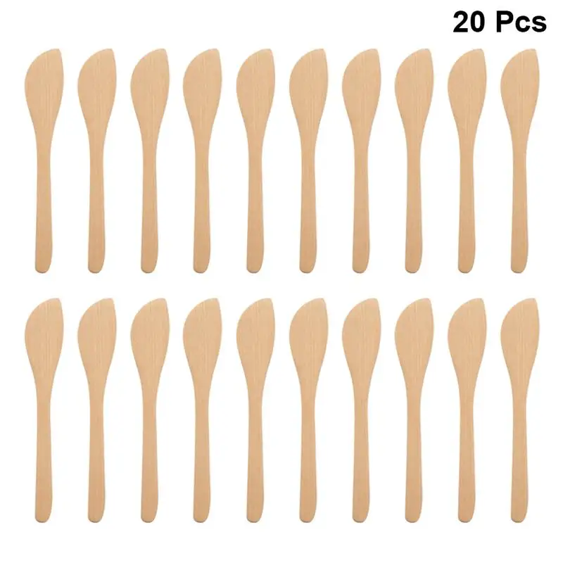 

20pcs Wood Knife Butter Spreaders Dumpling Filling Spoon Mask Wipe Spoons Spreading Kitchen Utensils масленка для сливочного