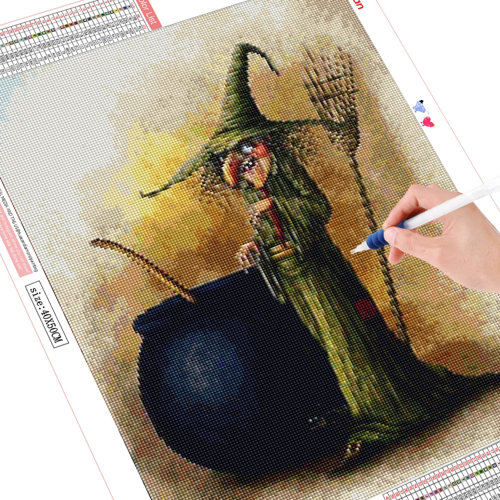 Алмазная вышивка huacan Witch краски с бриллиантами портрет DIY Хэллоуин Алмазная краска ing полная квадратная картина Стразы
