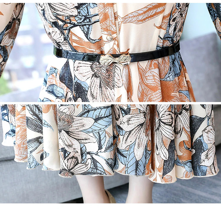 

Real-life chiffon thin dress autumn women's 2021 new medium-length long-sleeved temperament long dress