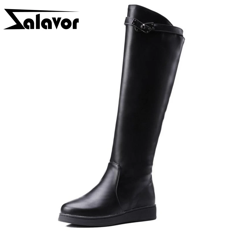 ZALAVOR/размер 34 43 женские рыцарские сапоги с круглым носком Модные до колена на