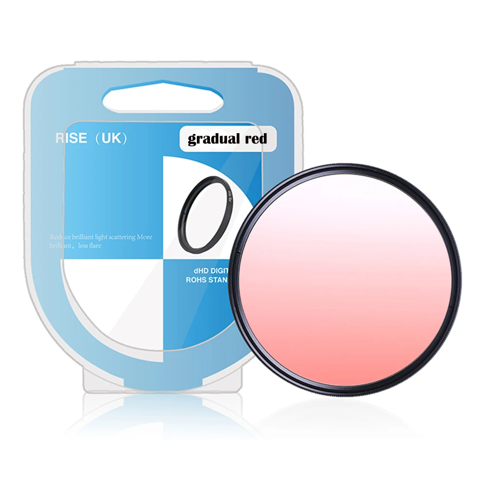 

RISE(UK) 49/52/55/58/62/67/72/77mm Ultra Slim frame Adjustable Gradual Red Color Filter with box For DSLR SLR Camera Lens