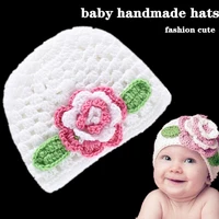 soft newborn hat boys girl wool big flower caps baby photo props hand knitting