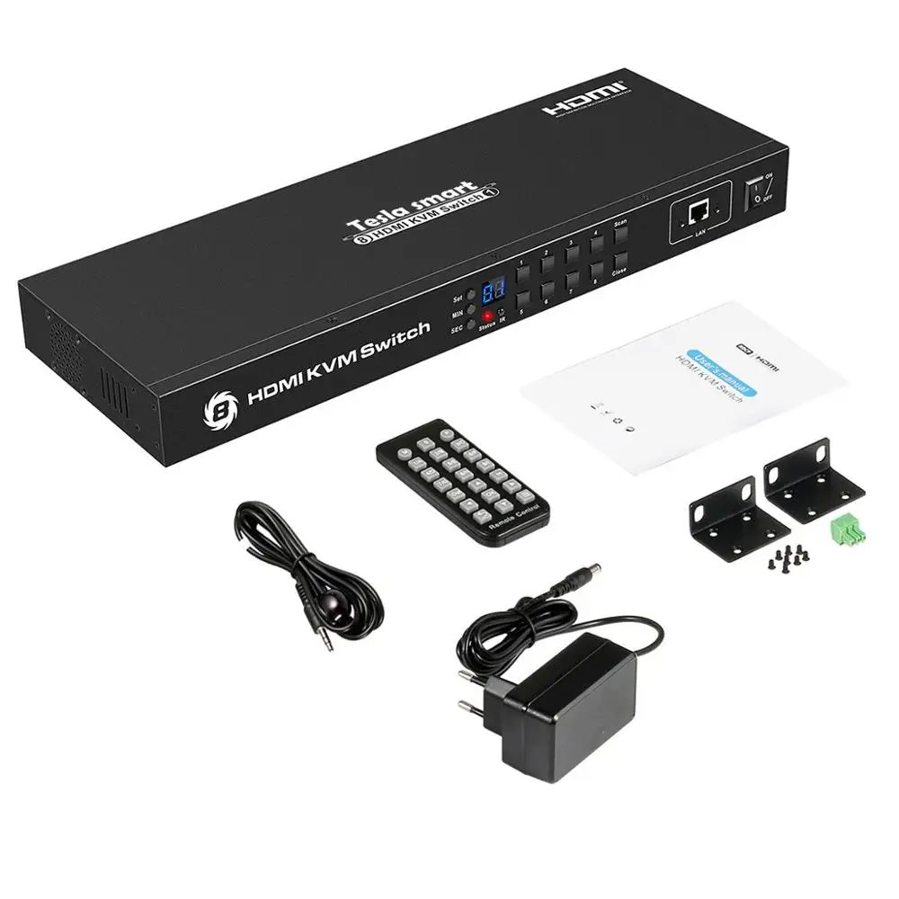 USB HDMI KVM переключатель 8 портов Lan переключатель KVM 8 портов KVM переключатель Поддержка 4K 30Hz Ultra HD клавиатура и мышь Порт ИК-пульт USB 2,0