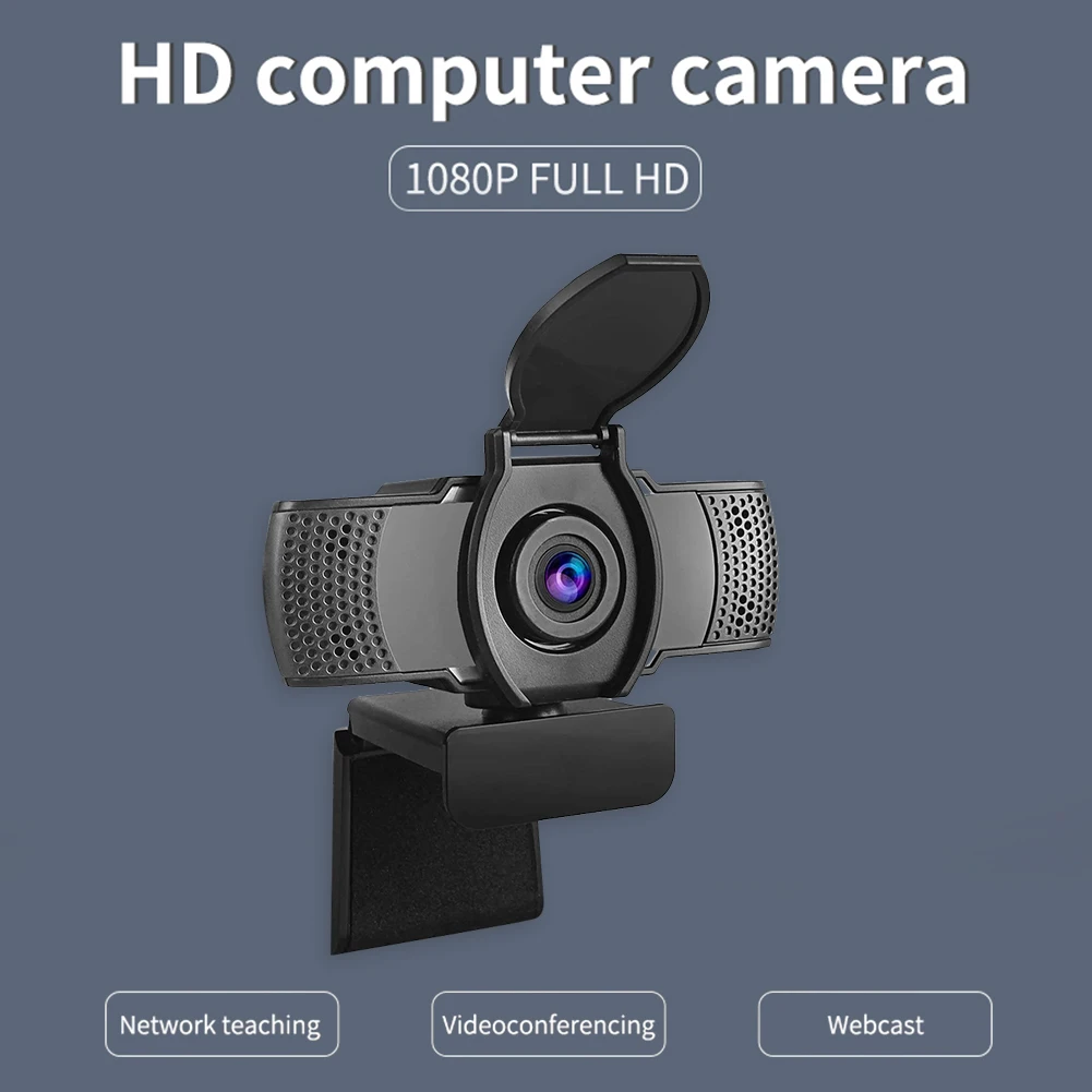 

1080P Full HD Webcam USB Web Camera with Mic Privacy Cover for Online Class