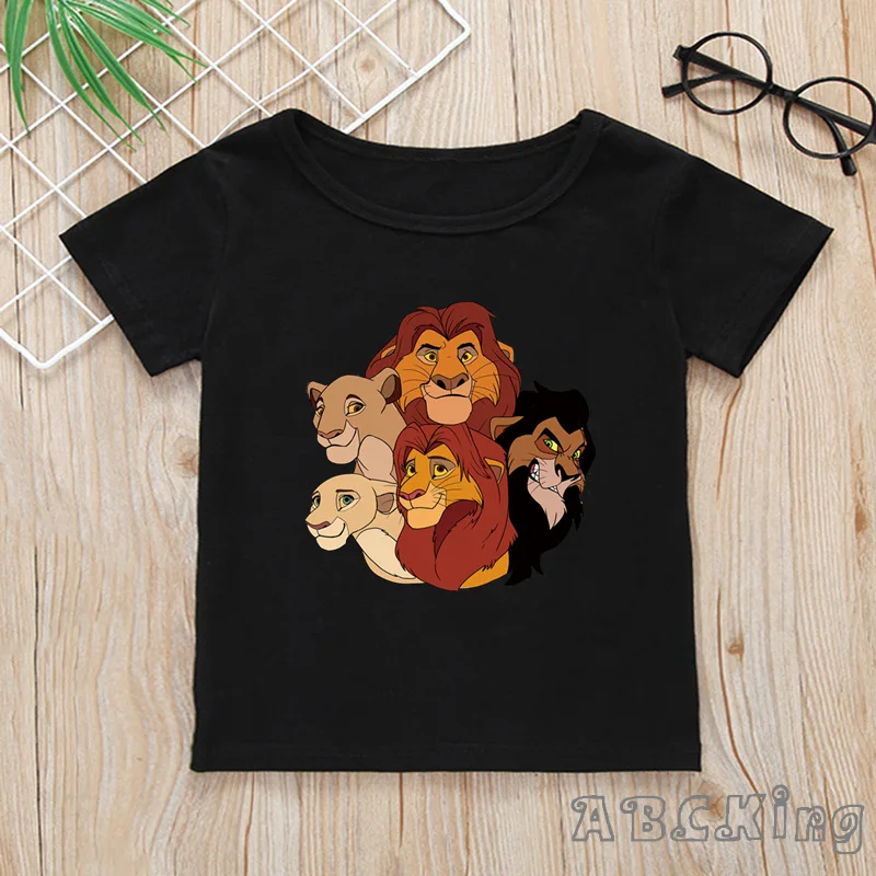 Детская футболка с принтом Король Лев муфаса и Симба летние топы короткими