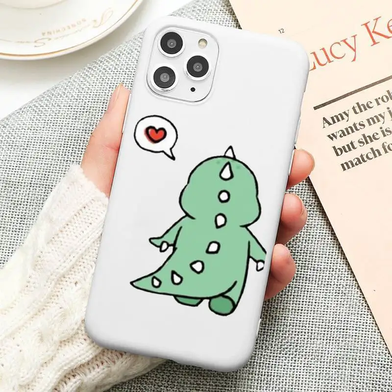 

Couple cartoon dinosaur sweet happiness Phone Case Candy Color for iPhone 11 12 mini pro XS MAX 8 7 6 6S Plus X 5S SE 2020 XR