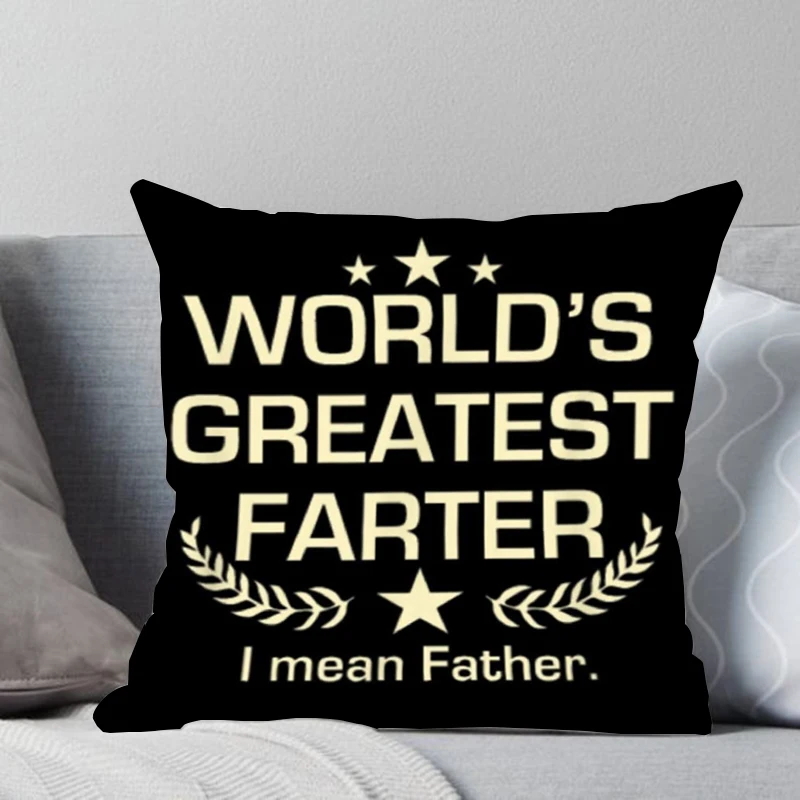 Worlds Greatest Father Printed Black Pillow Covers Polyester Square Cases Sofa Cushion Drop shipping | Дом и сад