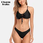 Charmleaks, женский бикини, набор, Крест Спереди, купальник, в полоску, купальник, сплошной цвет, купальник, сексуальный, пуш-ап, пляжная одежда